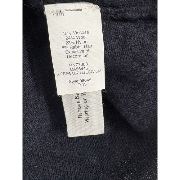 J Crew Sweater Womens Sm Blue Wool Angora Rabbit Blend Button Accent Elbow Patch - Picture 7 of 7